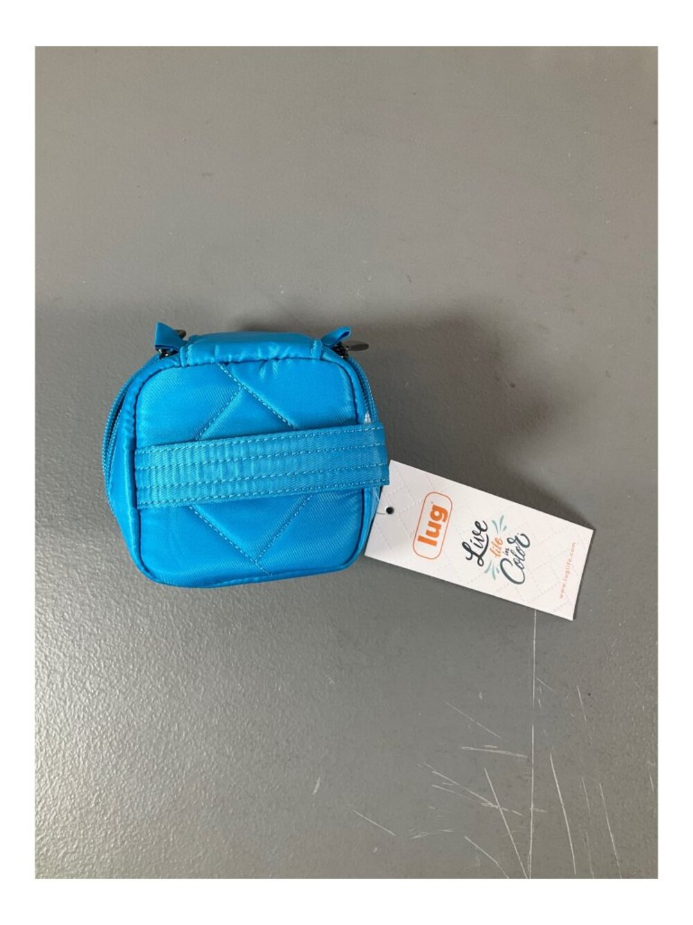 Lug Swizzle Mini Jewelry Case - Sky Blue, Polyester, Zip Closure, Removable Pouc